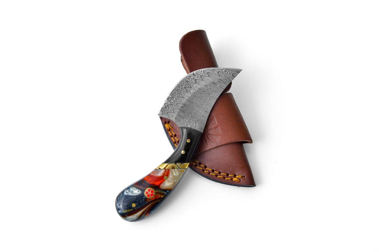 Damascus Curve Utility Knife
