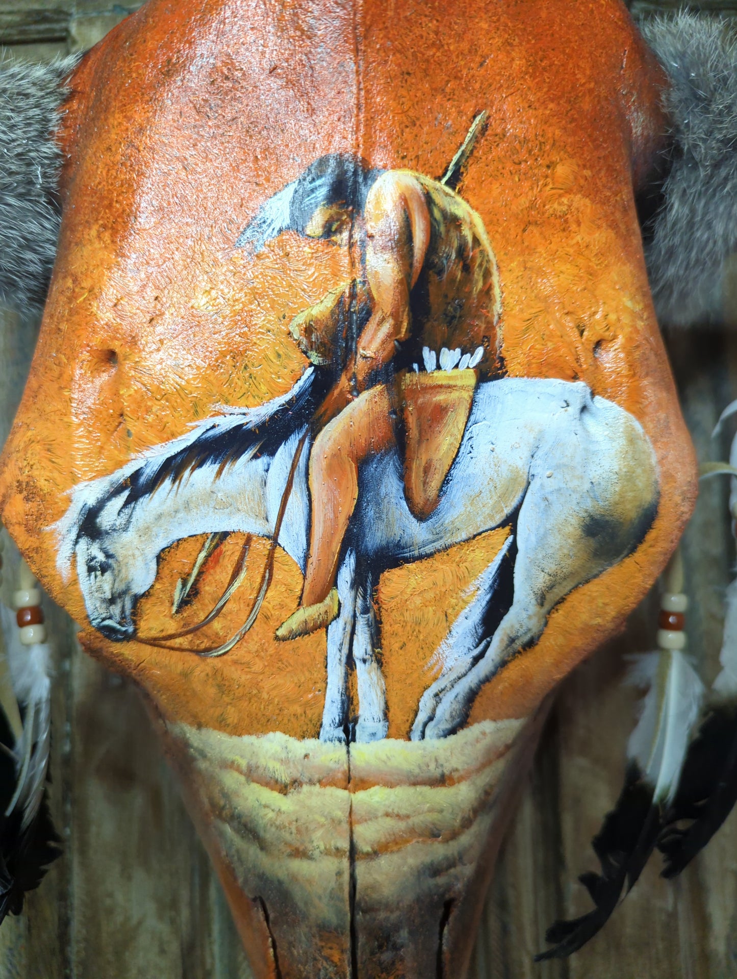 "End of the Trail" Painted Cow Skull