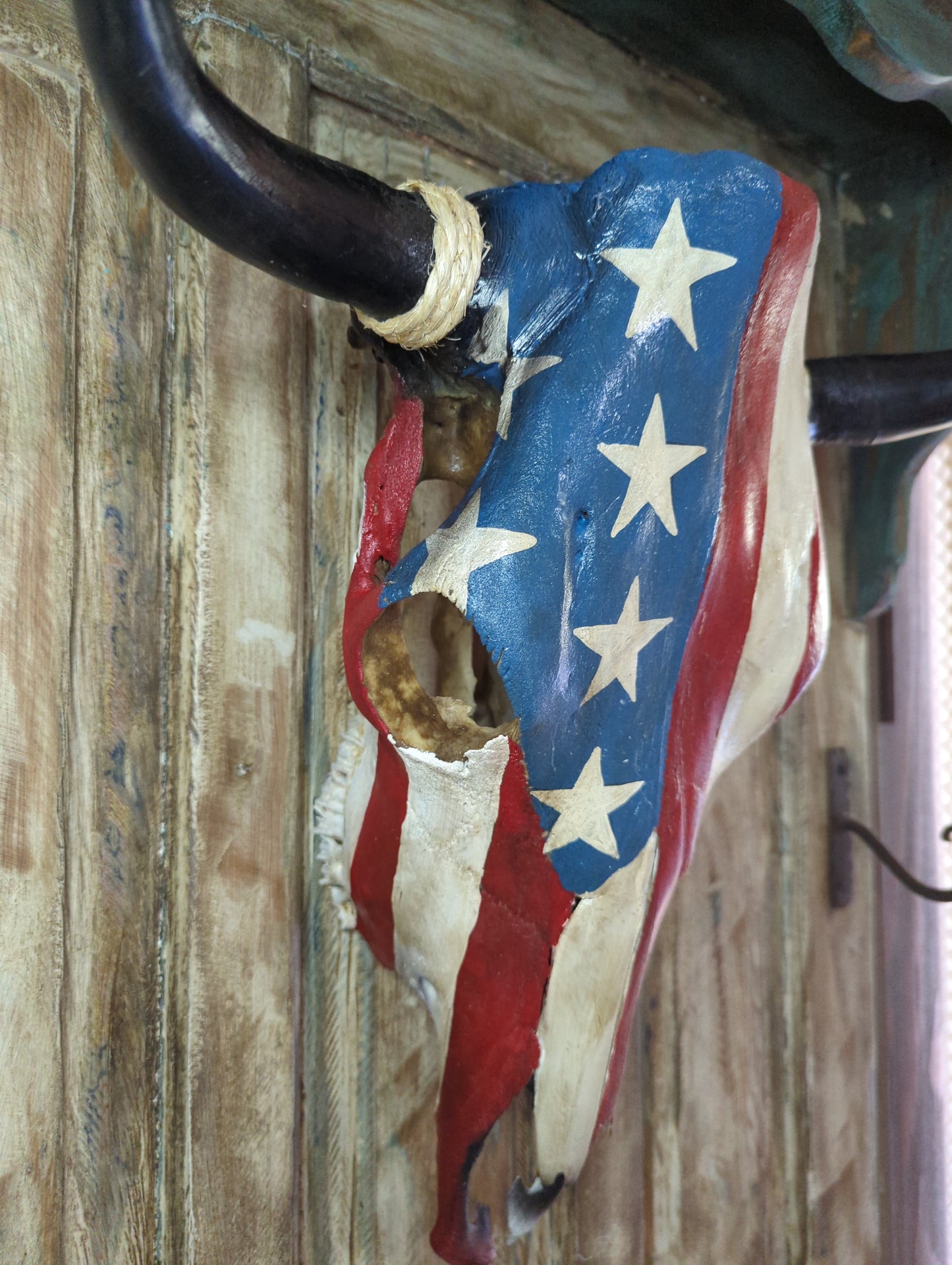 "American Flag" Painted Cow Skull