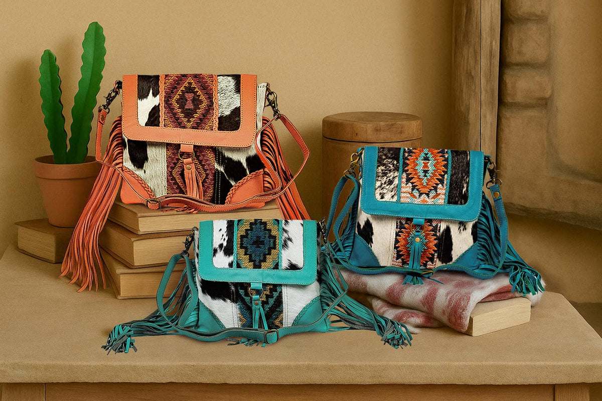Tonga Ridge Canvas & Hairon Bag In Blue