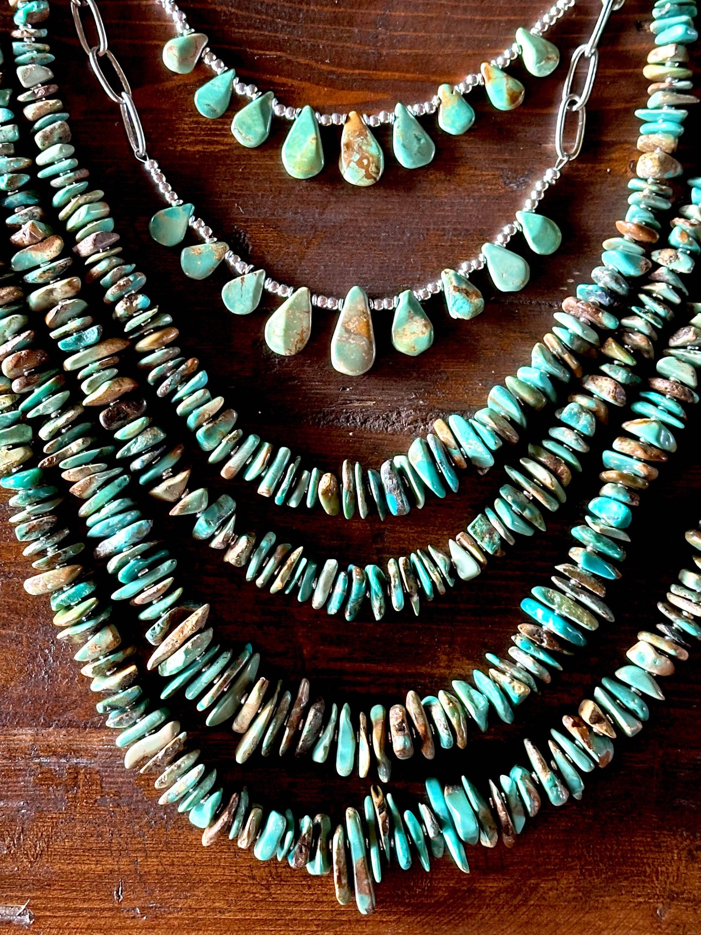Natural turquoise Briolette Paperclip Chain Necklace/Choker