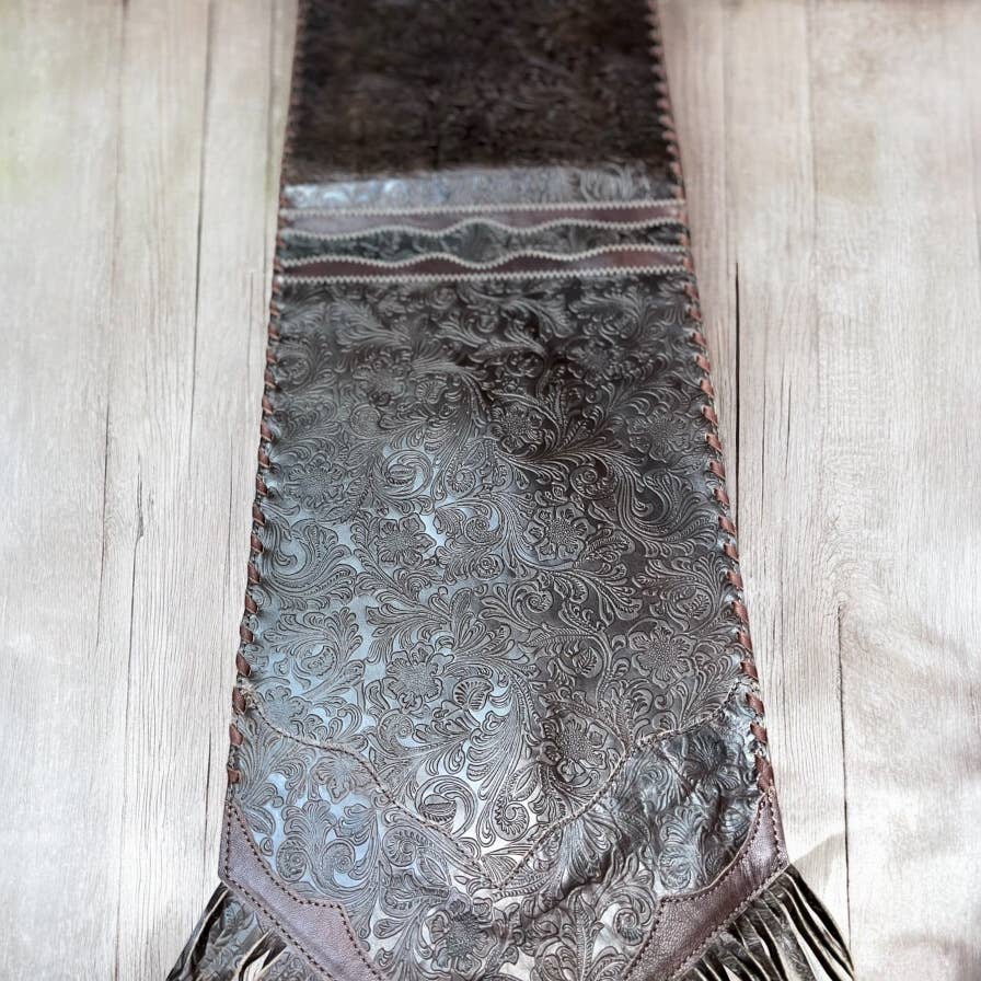 6ft Brown tooled table runner