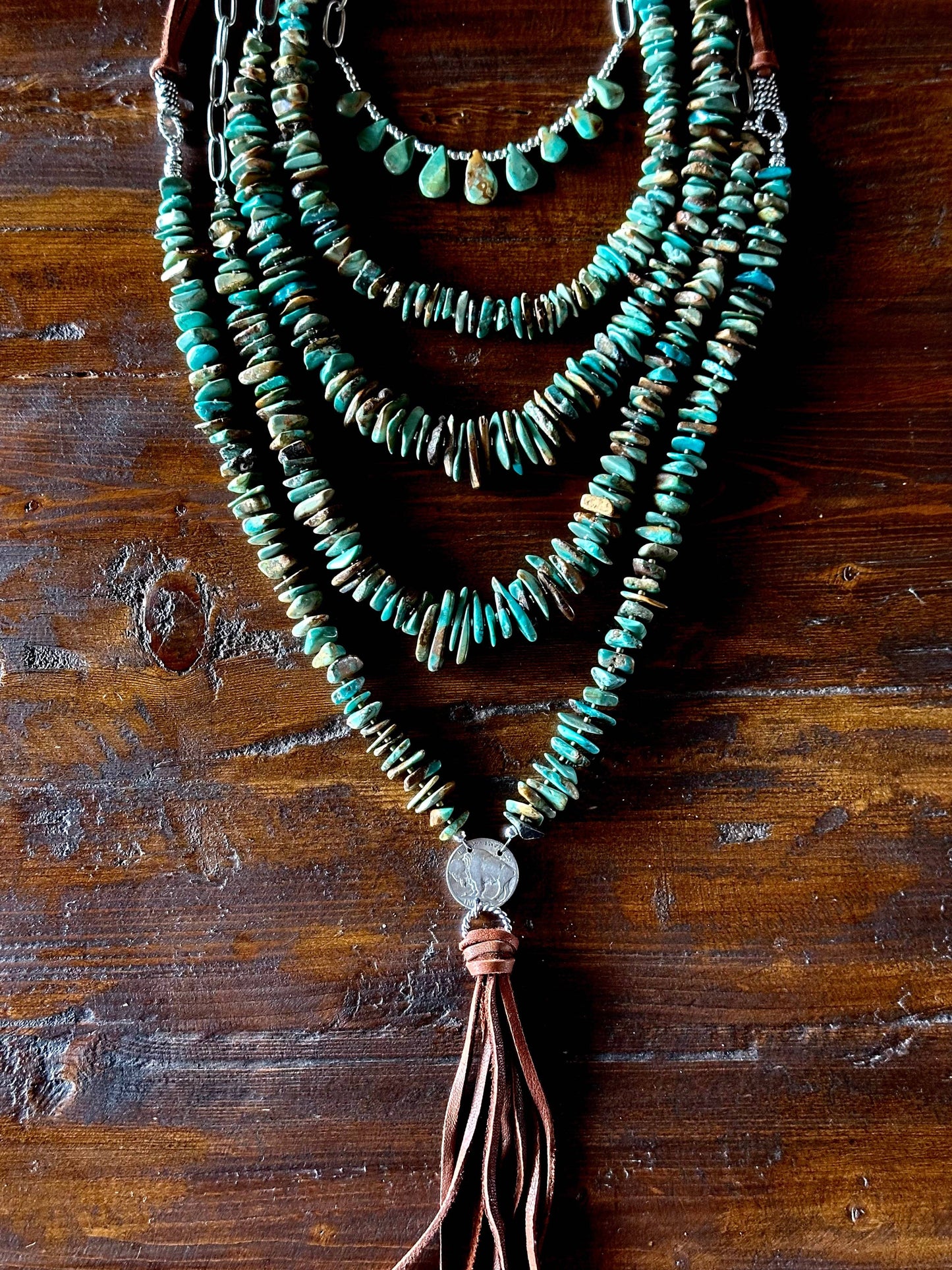 Natural turquoise Briolette Paperclip Chain Necklace/Choker