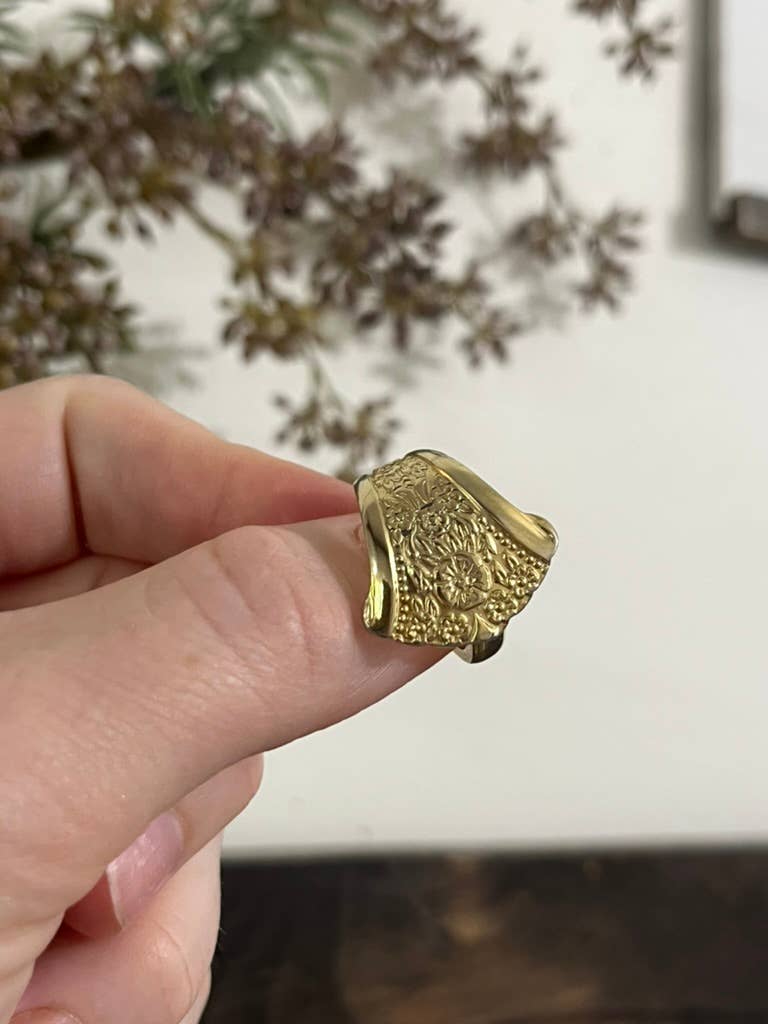 Golden Thicket | Minimal Gold Spoon Ring • Gold Band