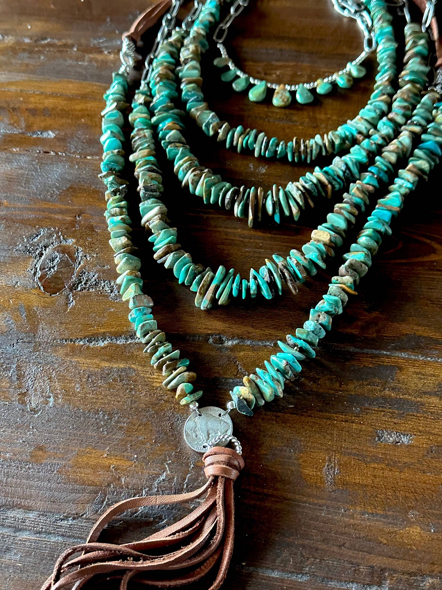 Natural turquoise Briolette Paperclip Chain Necklace/Choker