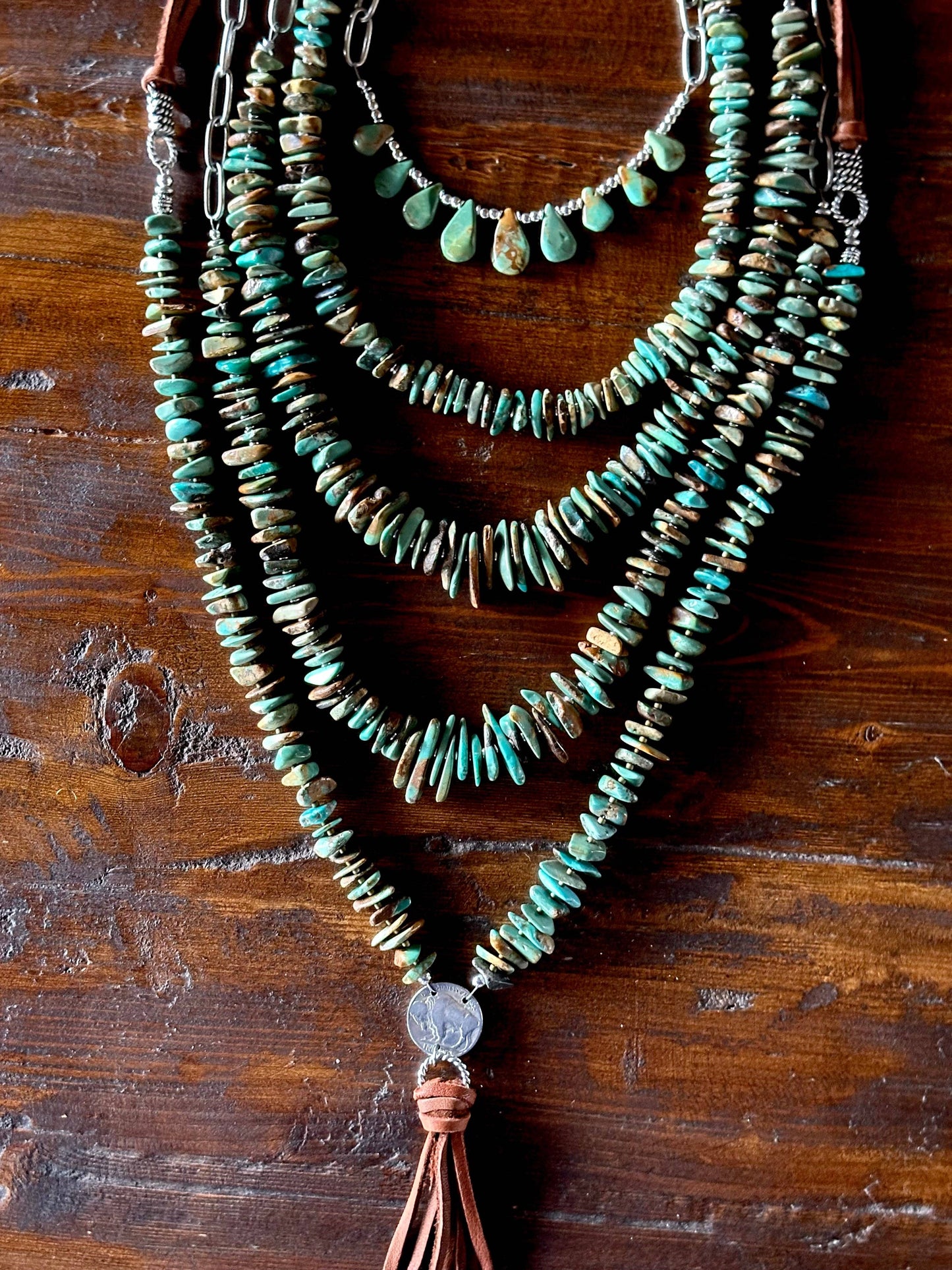 Natural turquoise Briolette Paperclip Chain Necklace/Choker