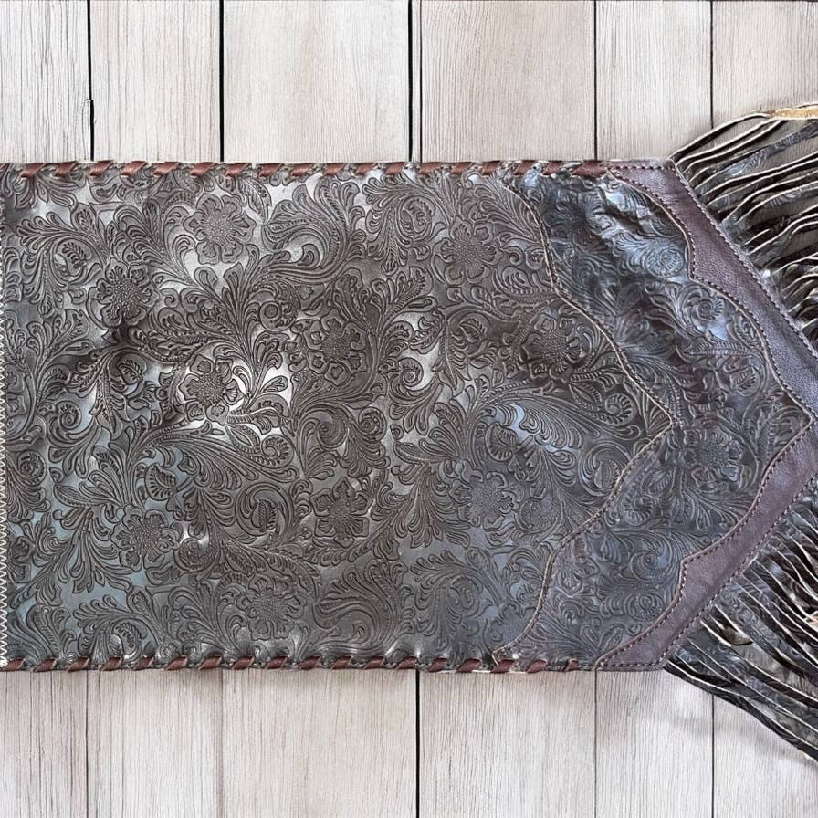 6ft Brown tooled table runner
