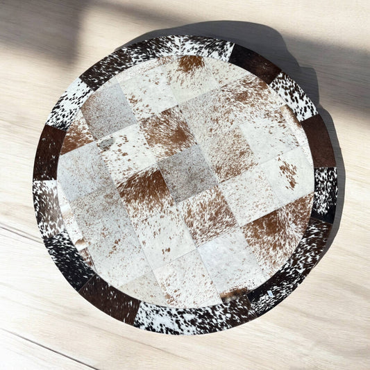 Tricolor patchwork cowhide Rug 4x4'