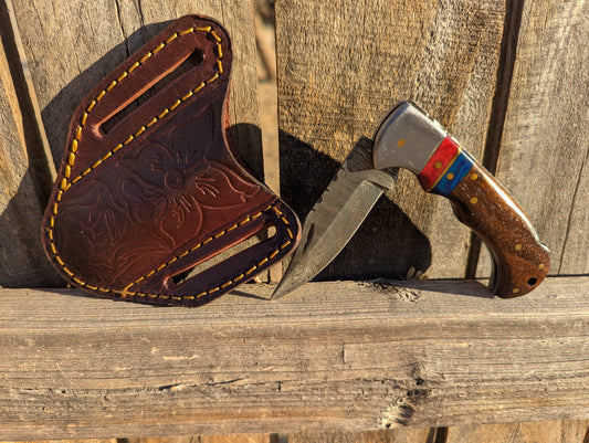 Walnut Wood handle Damascus Pocket Knife