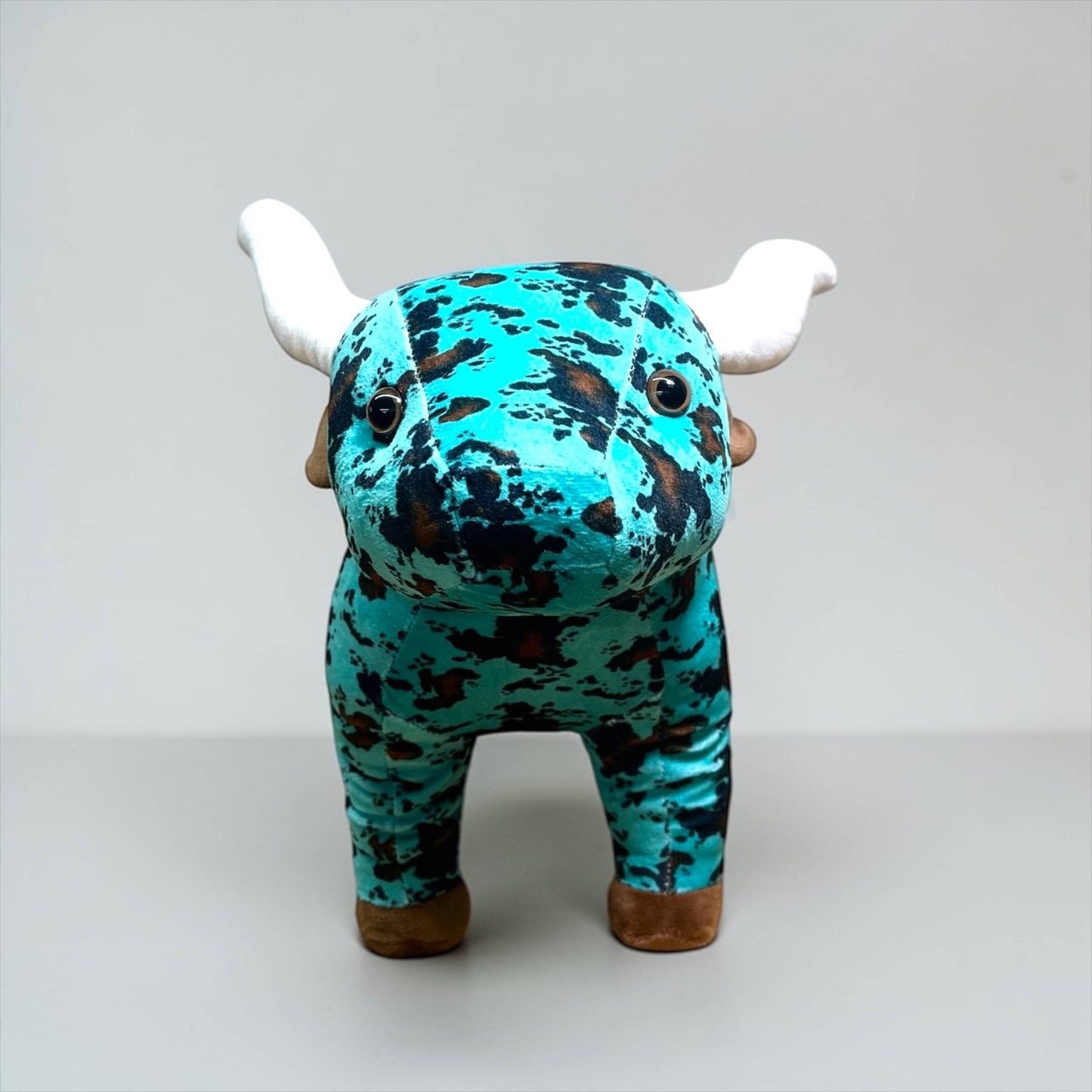 Turquoise Cowprint Longhorn- medium farm pal