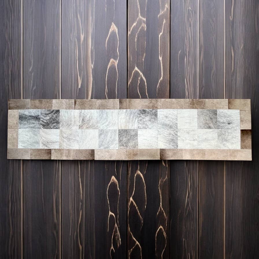 Cowhide patchwork runner rug 8x2’