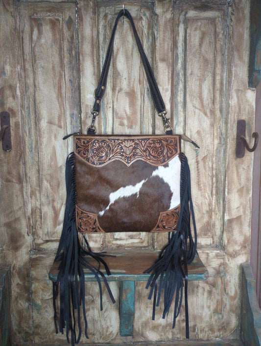 Myra Cowhide & Canvas Purse