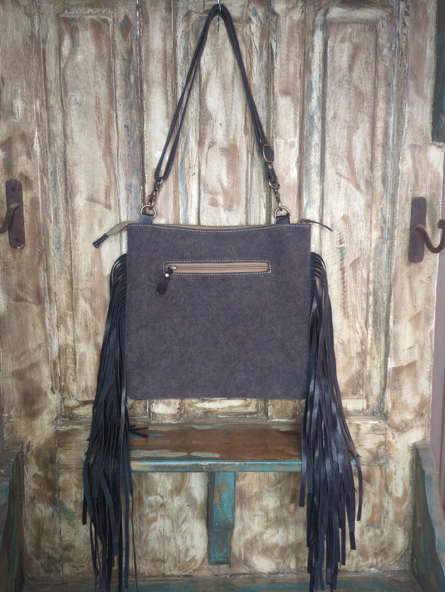 Myra Cowhide & Canvas Purse