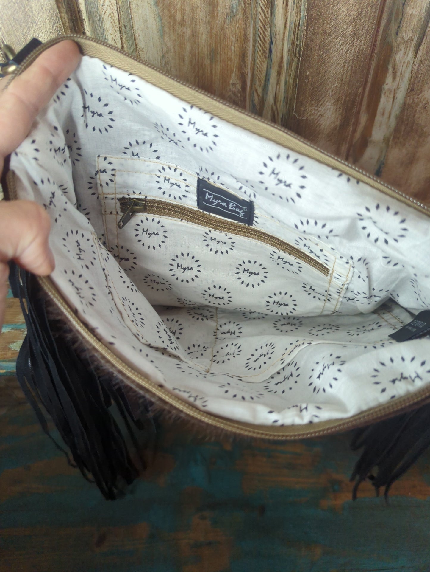 Myra Cowhide & Canvas Purse