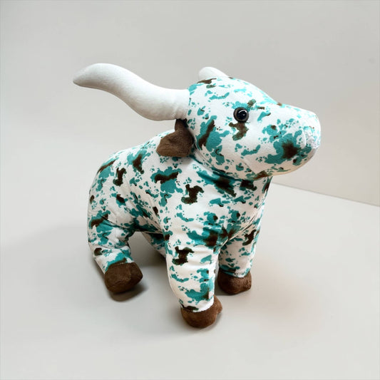 Turquoise Cowprint Longhorn - medium farm pal 