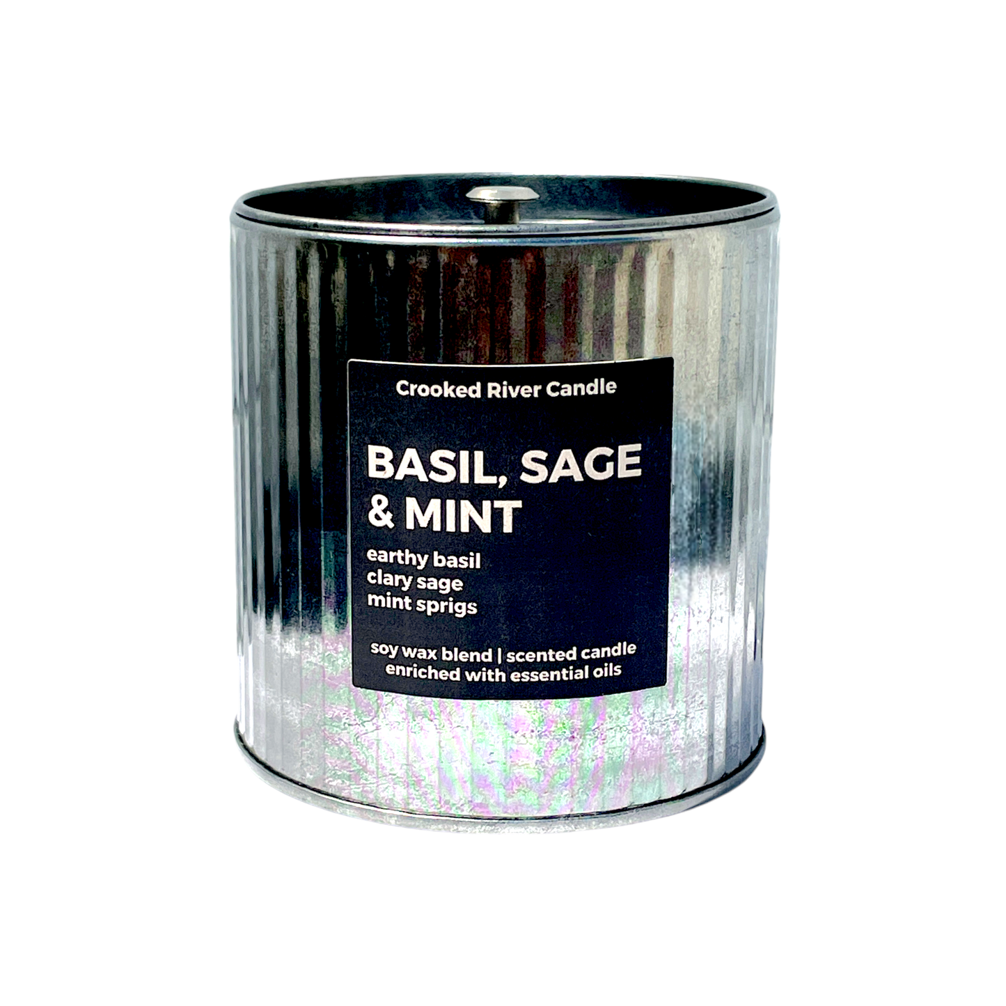 Basil Sage & Mint Candle | Rustic Tin | Wood Wick