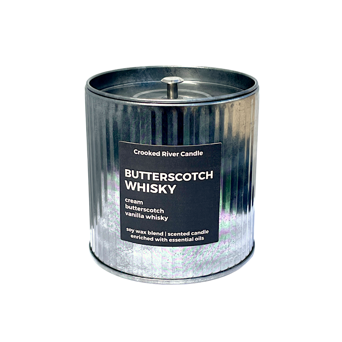 Butterscotch Whisky Candle | Rustic Tin | Wood Wick 
