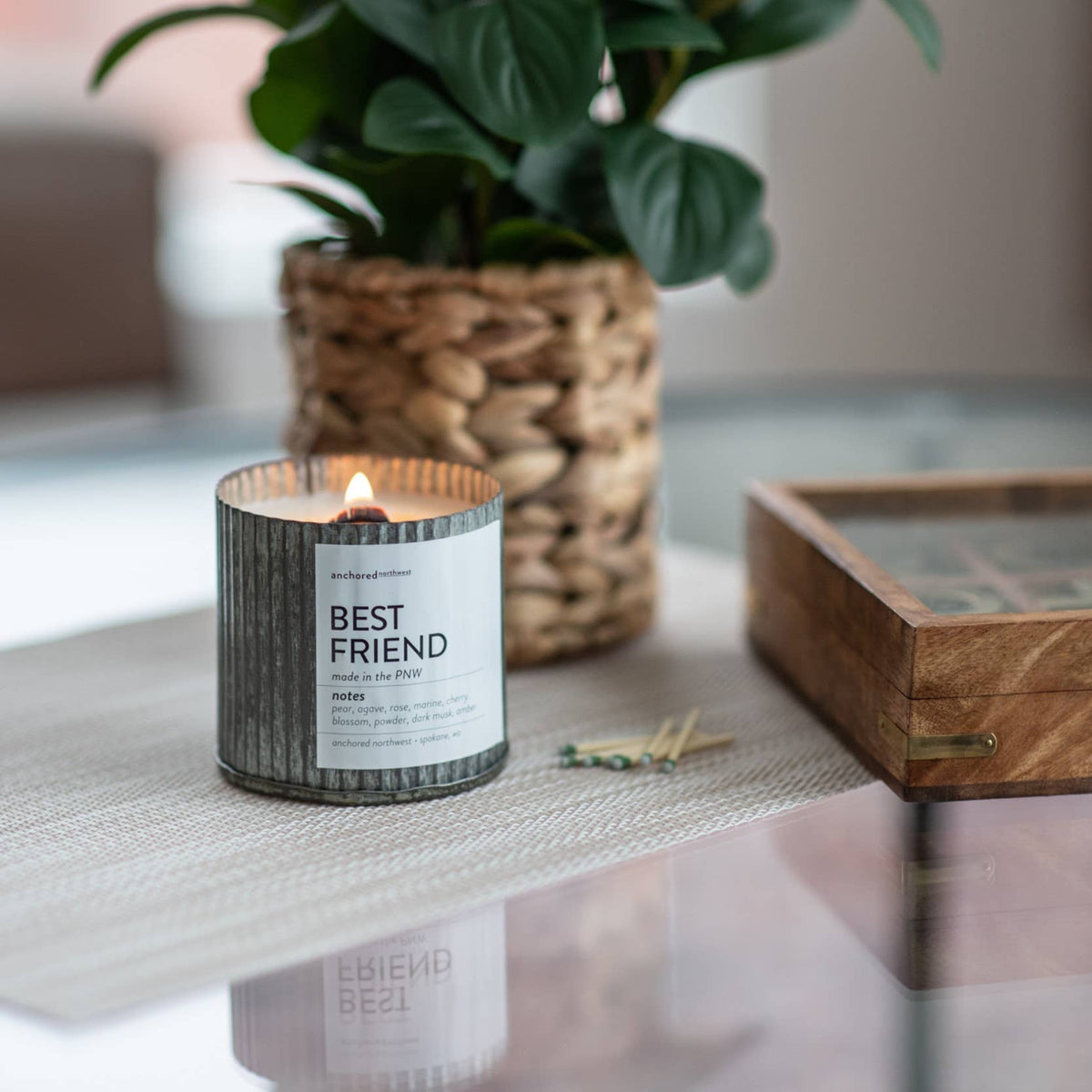 Best Friend Rustic Vintage Farmhouse Wood Wick Candle