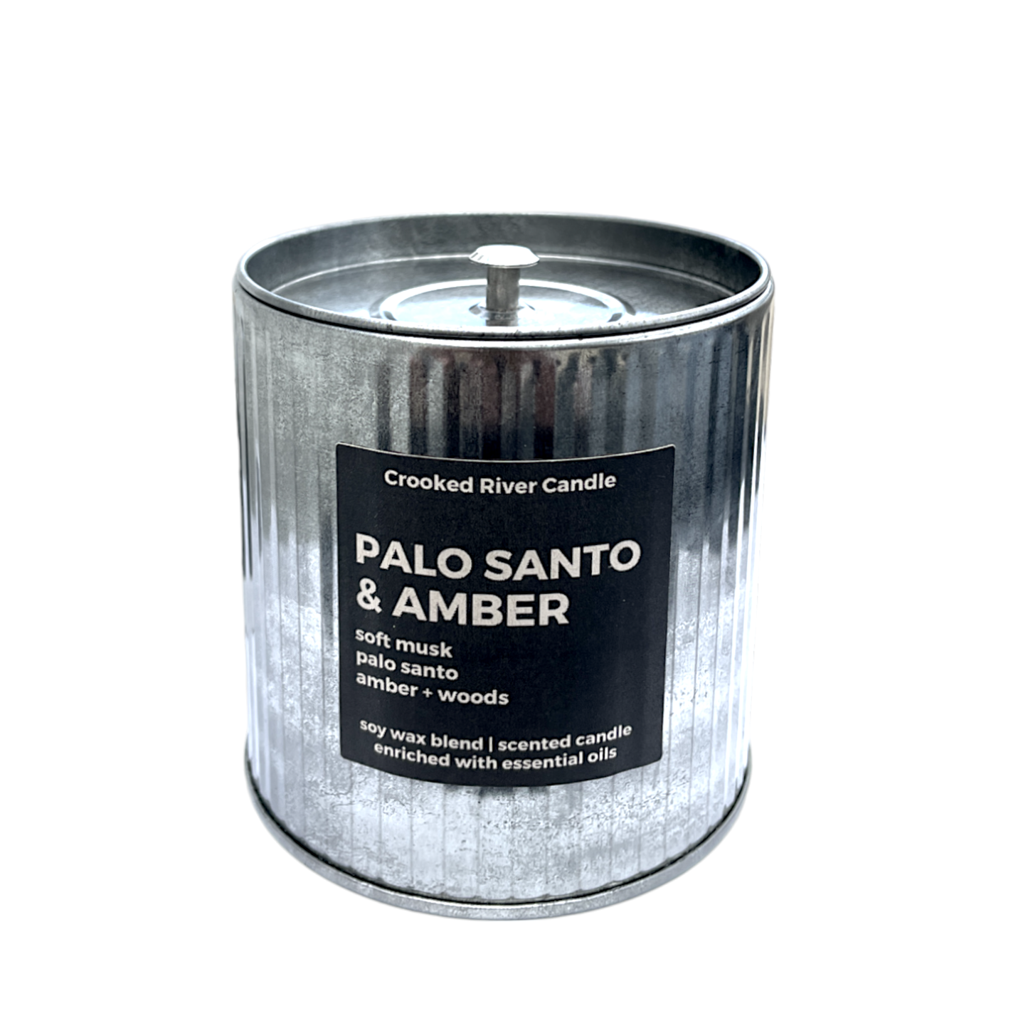 Palo Santo & Amber Candle | Rustic Tin | Wood Wick