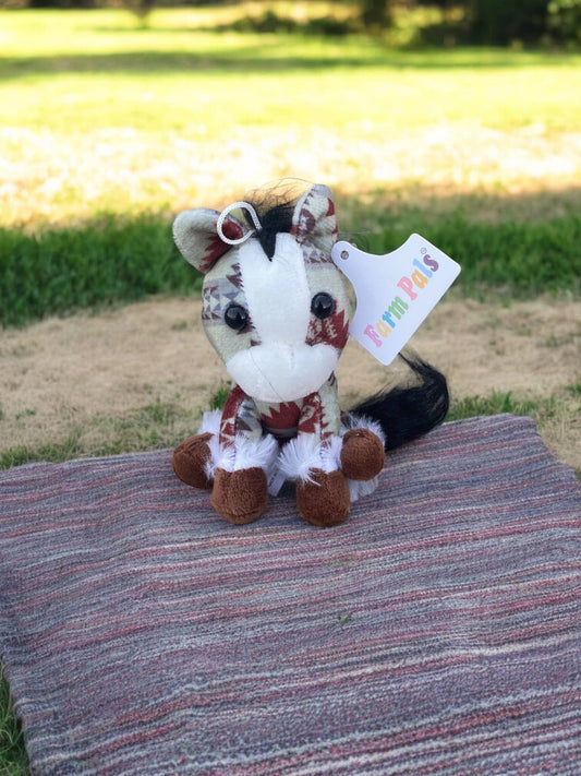 Mini Farm Pal Plush Toy - Green & Red Aztec Horse