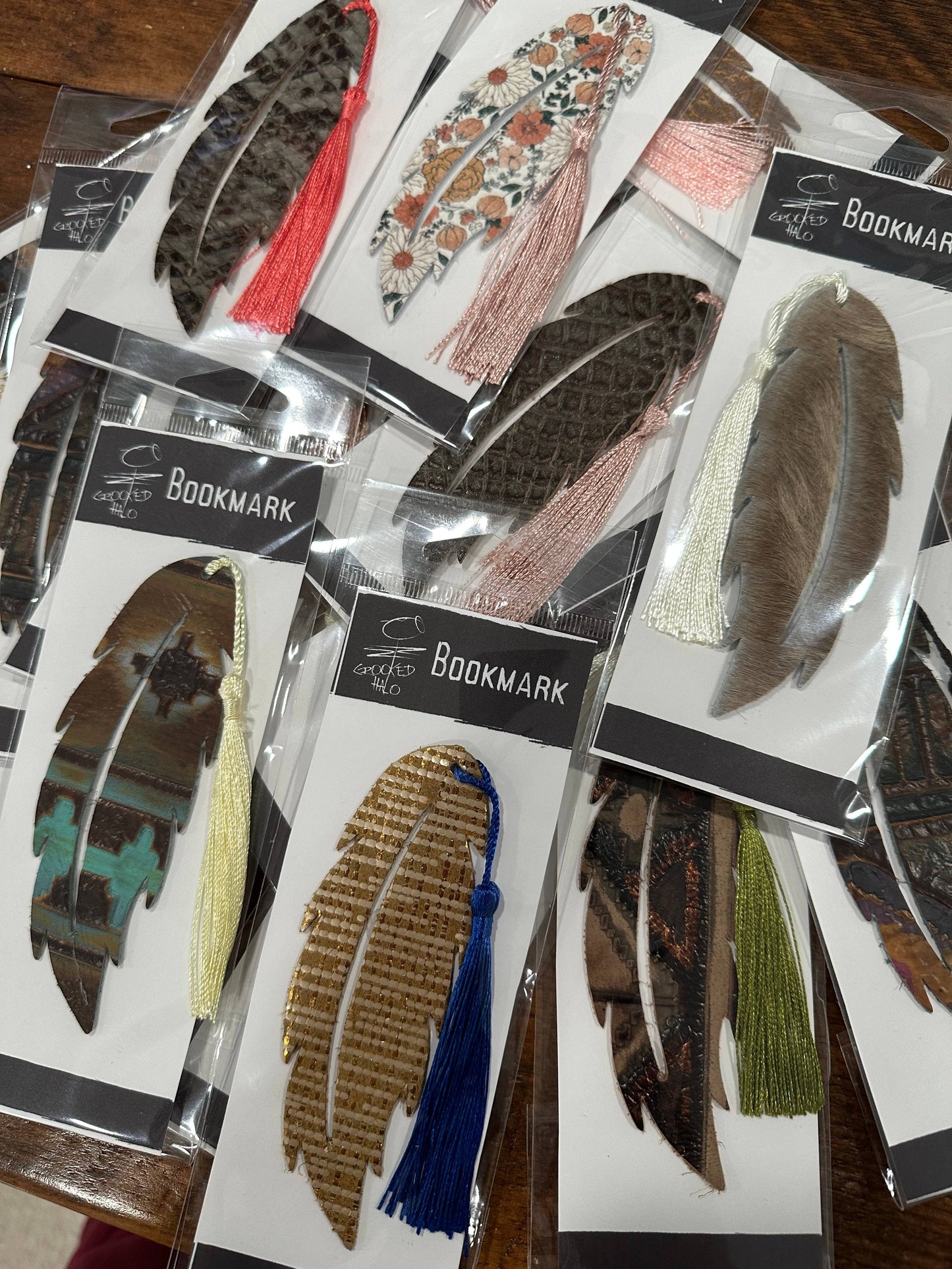 Leather or Faux Leather Feather Bookmark