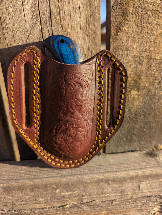 Blue Diamond Damascus Pocket Knife