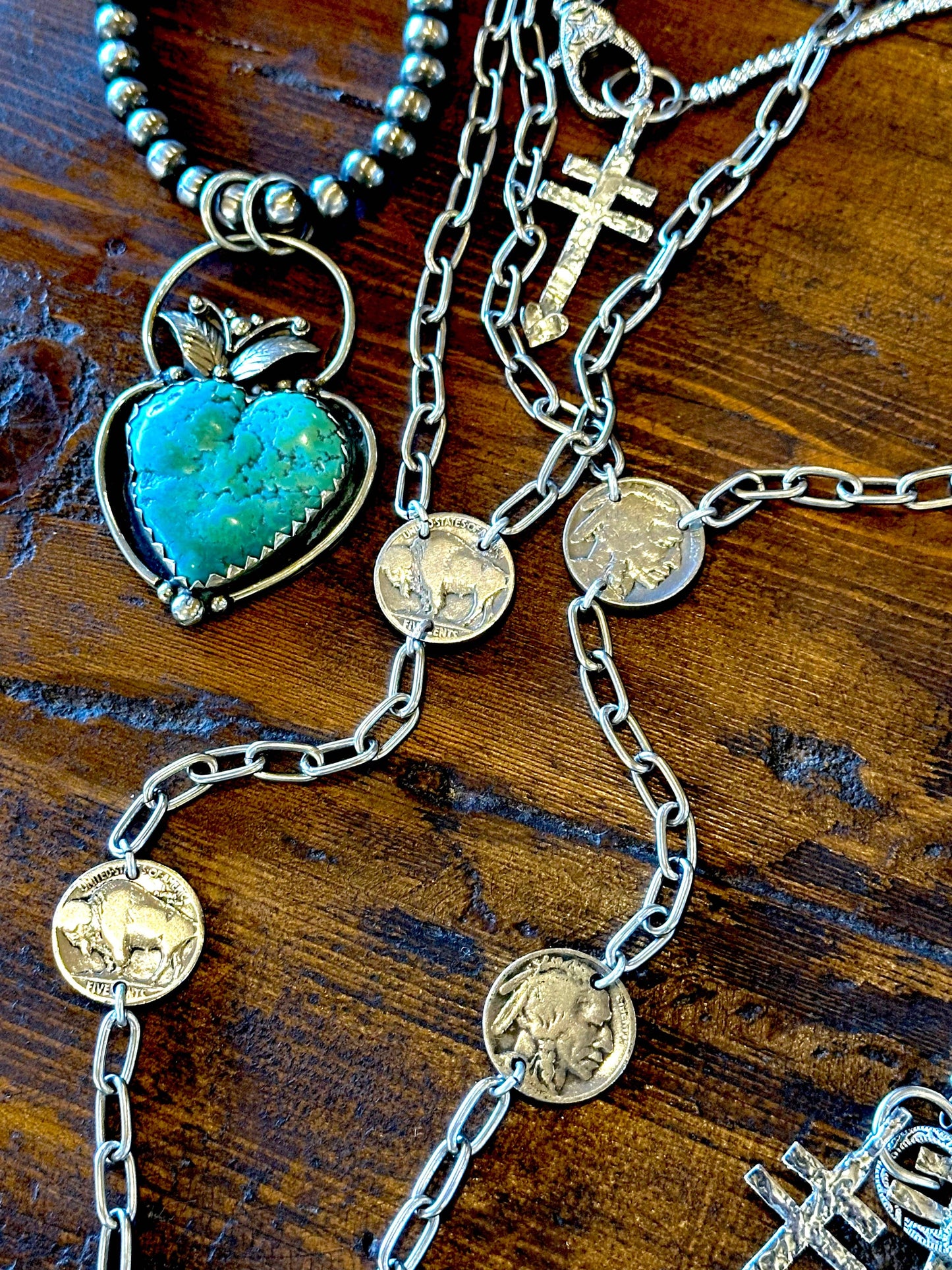 Buffalo Nickel, Long Paperclip Chain Lariat