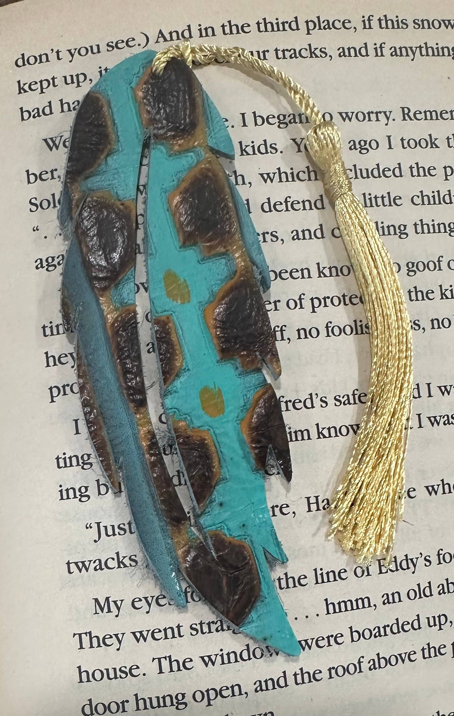 Leather or Faux Leather Feather Bookmark