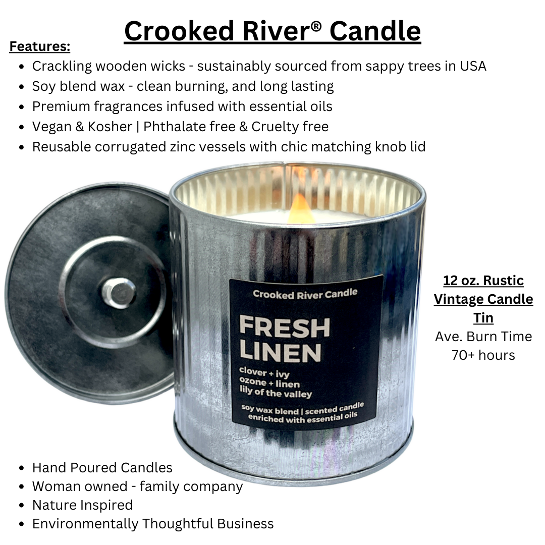 Fraser Fir | Holiday Candle | Rustic Tin with Lid-Wood Wick 