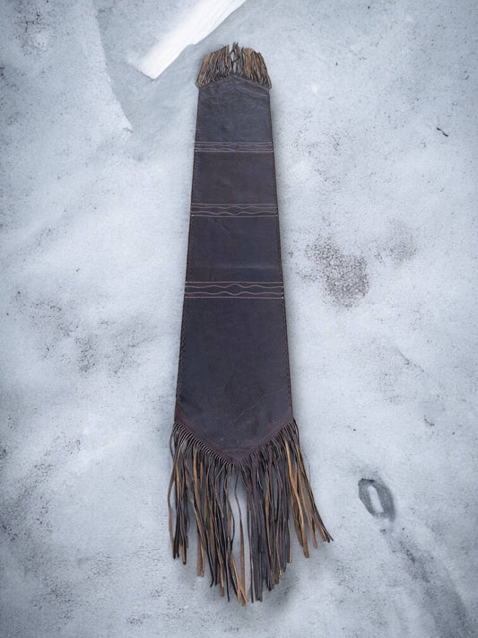6ft Brown Tooled Fringe Table Runner