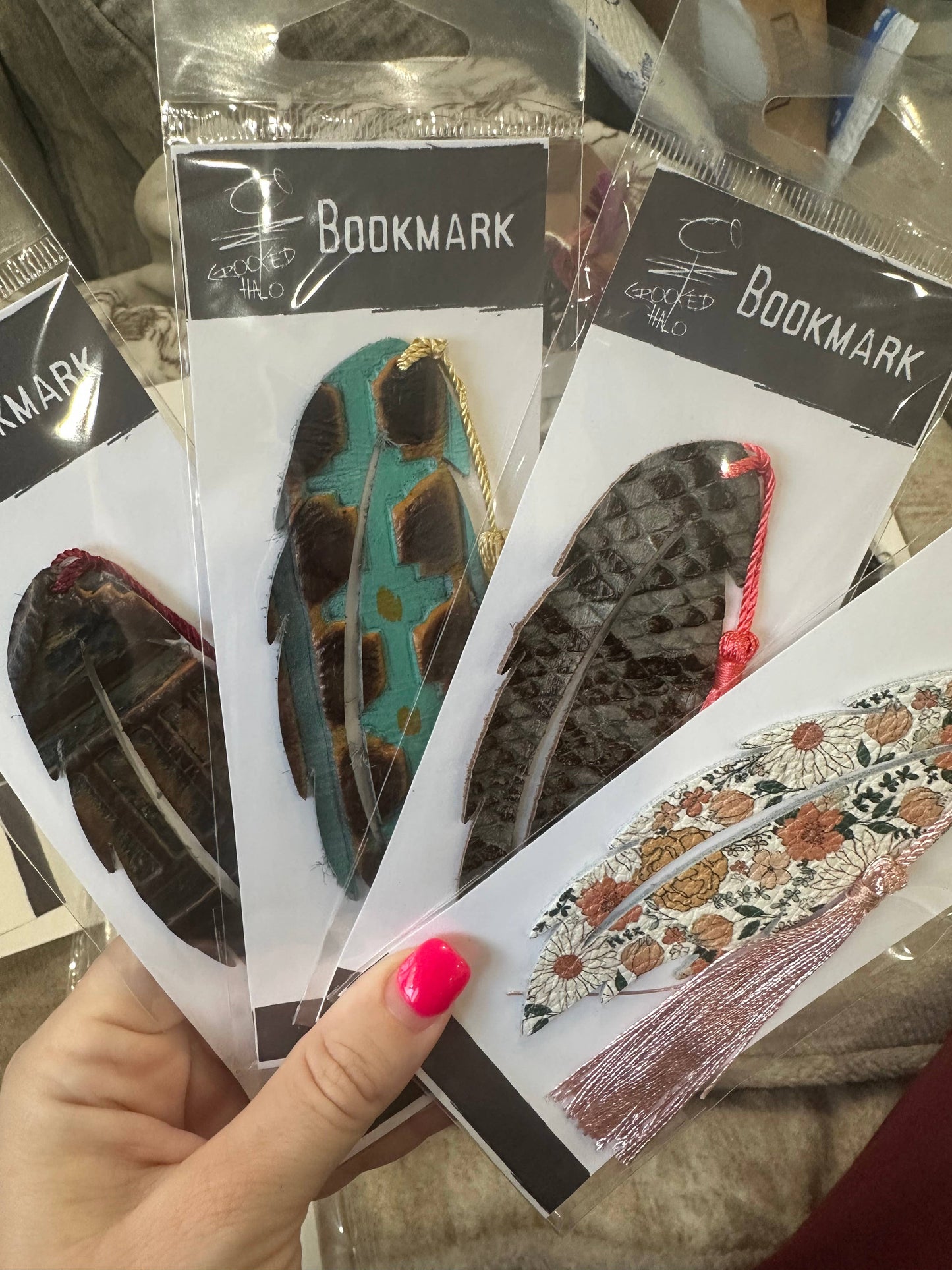 Leather or Faux Leather Feather Bookmark