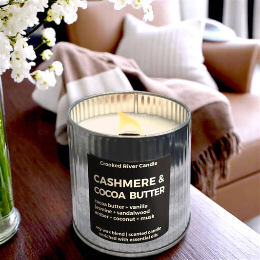 Cashmere & Cocoa Butter Candle | Rustic Tin | Wood Wick